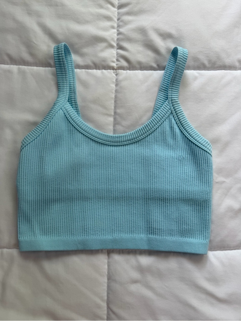 Women's Ribbed Crop Tank Top - Light Blue